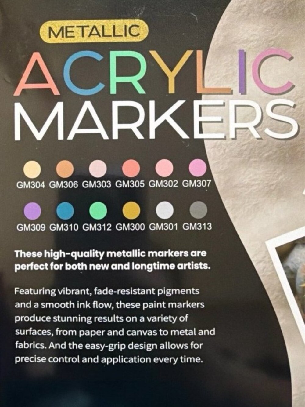 Carissa ~ Vibrant Metallic Acrylic Paint Markers ~ Set of 12 - Picture 2 of 3
